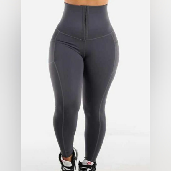 Boutique Pants - Gray High Waisted Corset Legging
